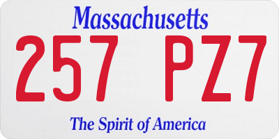 MA license plate 257PZ7