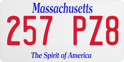MA license plate 257PZ8