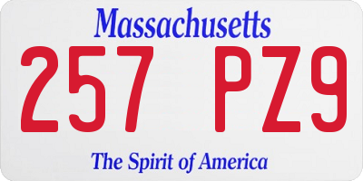 MA license plate 257PZ9