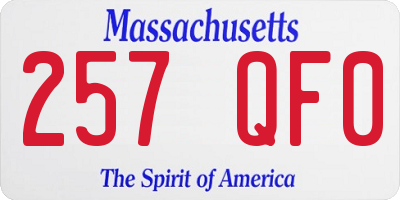 MA license plate 257QF0
