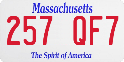 MA license plate 257QF7