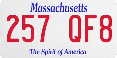MA license plate 257QF8