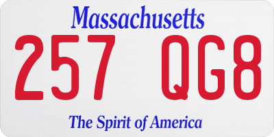 MA license plate 257QG8