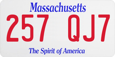 MA license plate 257QJ7