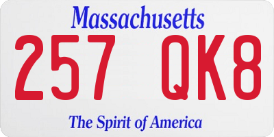 MA license plate 257QK8