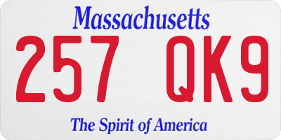 MA license plate 257QK9