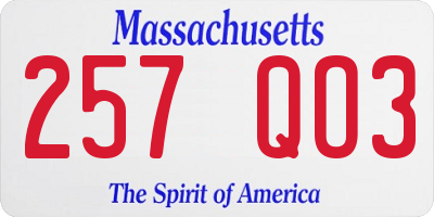MA license plate 257QO3