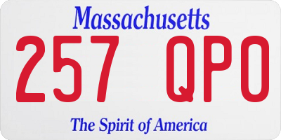 MA license plate 257QP0