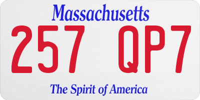 MA license plate 257QP7