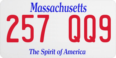 MA license plate 257QQ9