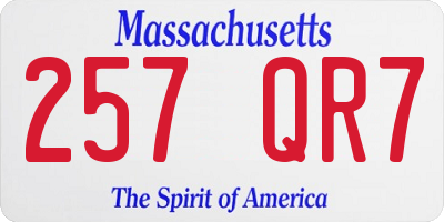 MA license plate 257QR7