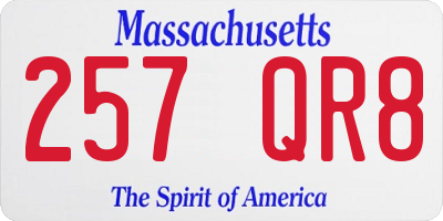 MA license plate 257QR8