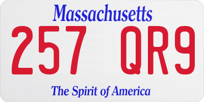 MA license plate 257QR9