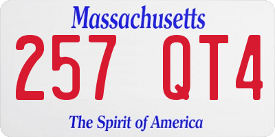 MA license plate 257QT4