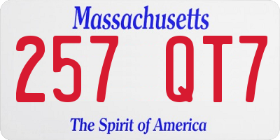MA license plate 257QT7
