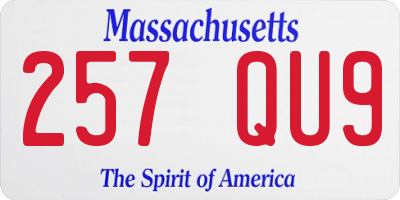 MA license plate 257QU9