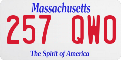 MA license plate 257QW0