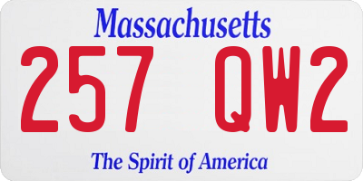 MA license plate 257QW2