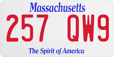 MA license plate 257QW9