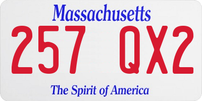 MA license plate 257QX2