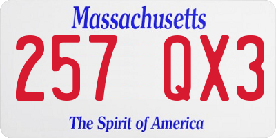 MA license plate 257QX3