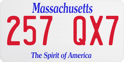 MA license plate 257QX7
