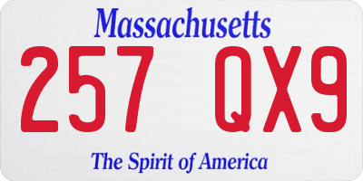 MA license plate 257QX9