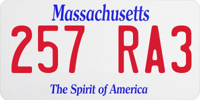 MA license plate 257RA3