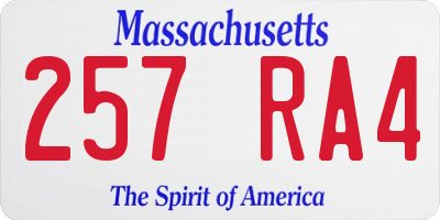 MA license plate 257RA4