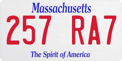 MA license plate 257RA7