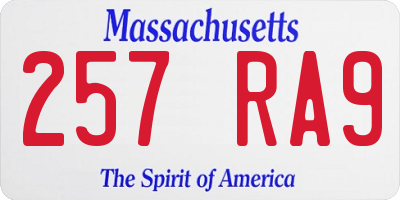 MA license plate 257RA9