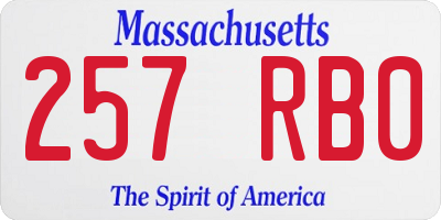 MA license plate 257RB0