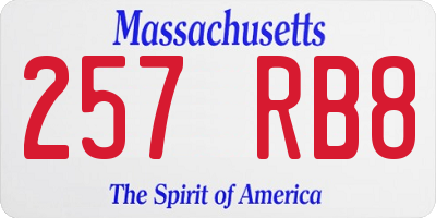 MA license plate 257RB8