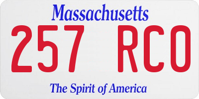 MA license plate 257RC0