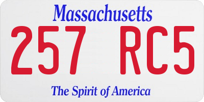 MA license plate 257RC5