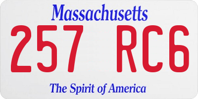 MA license plate 257RC6