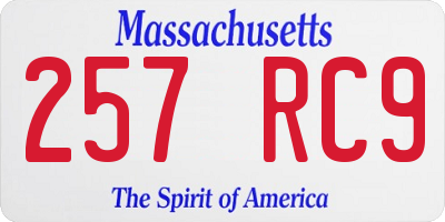 MA license plate 257RC9