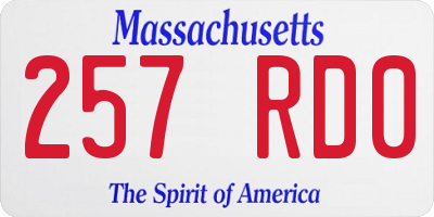 MA license plate 257RD0