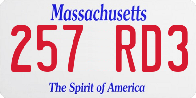 MA license plate 257RD3