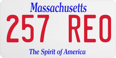 MA license plate 257RE0