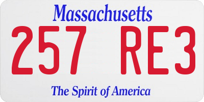 MA license plate 257RE3