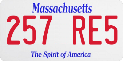 MA license plate 257RE5