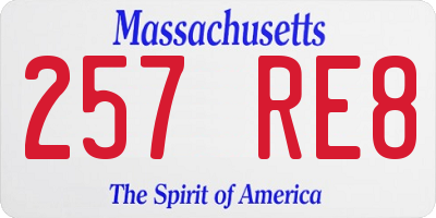 MA license plate 257RE8