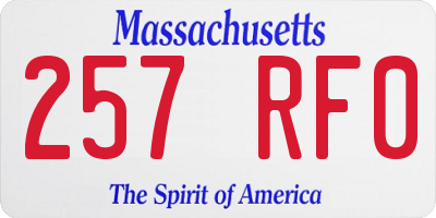 MA license plate 257RF0