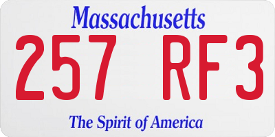 MA license plate 257RF3