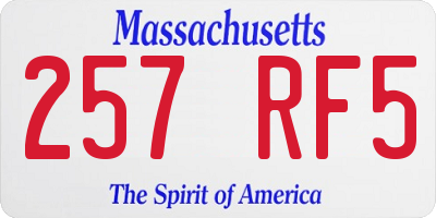 MA license plate 257RF5