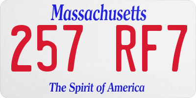 MA license plate 257RF7