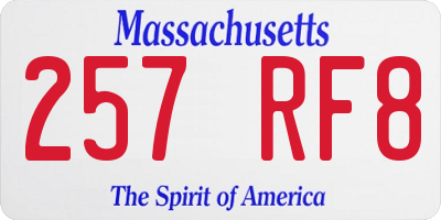 MA license plate 257RF8