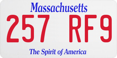 MA license plate 257RF9