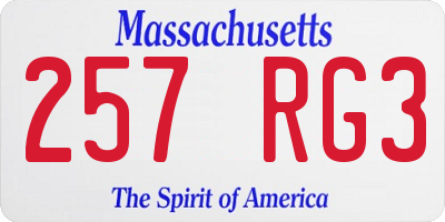 MA license plate 257RG3